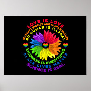 Poster Fleur Arc-en-ciel Droits humains LGBT L'amour est 