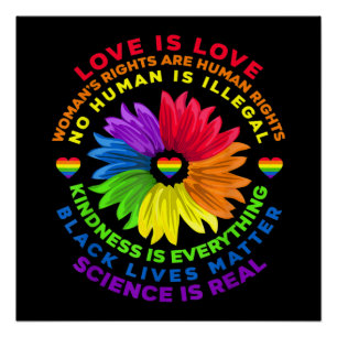 Poster Fleur Arc-en-ciel Droits humains LGBT L'amour est