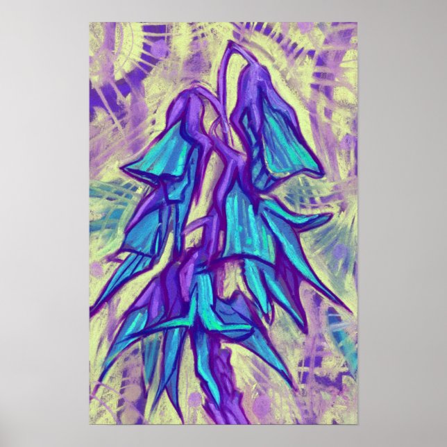Poster Fleur australienne d'oiseaux, Flore Tropicale Turq (Devant)