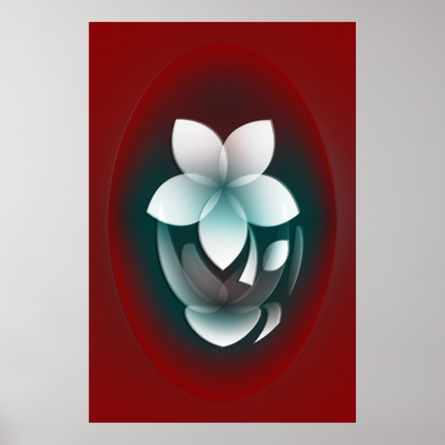Poster Fleur blanche miroir (Devant)