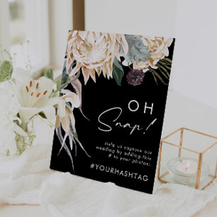 Poster Fleur Blanche   Panneau de signalisation Noir Oh S