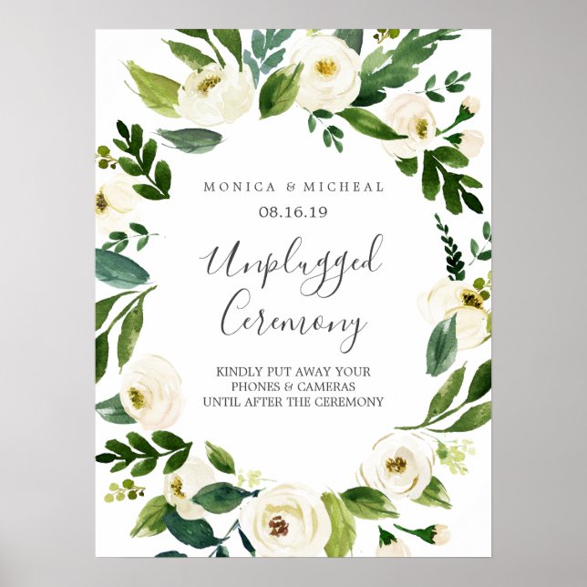 Poster Fleur blanche | Signe de cérémonie Mariage débranc (Devant)