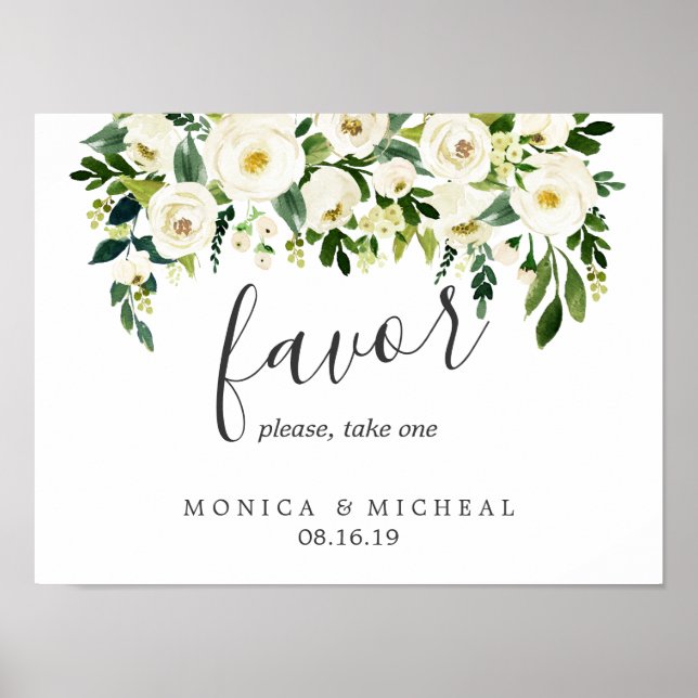 Poster Fleur blanche | Symbole de faveur de mariage flora (Devant)