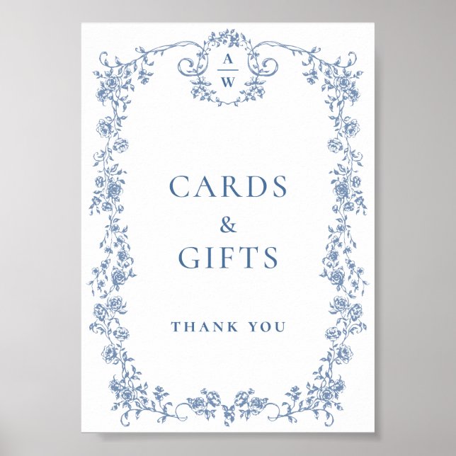 Poster Fleur bleue Ornat Victorian Grace Cartes et Cadeau (Devant)