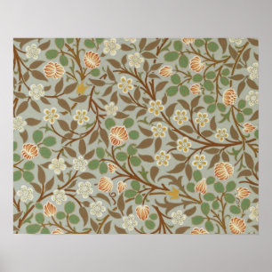 Poster Fleur botanique de trèfle William Morris