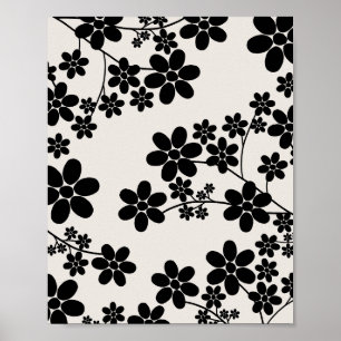 Poster Fleur Cerise 12 Beige Et Noir