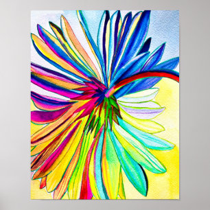 Poster Fleur colorée de la gerbère arc-en-ciel