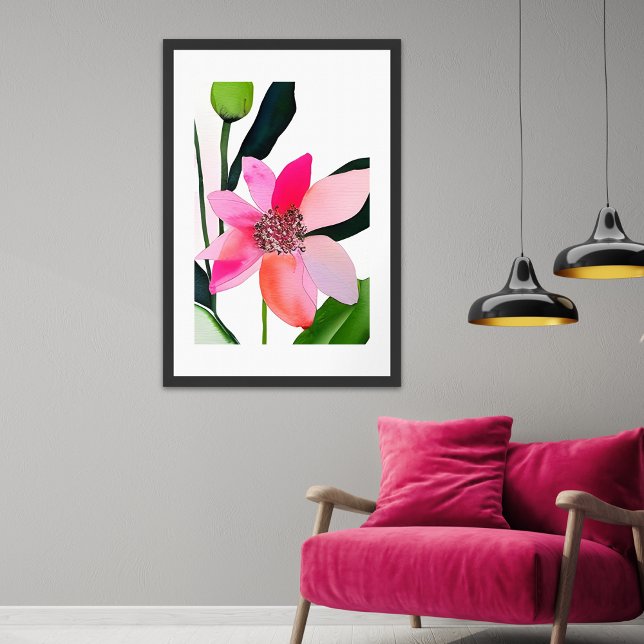 Poster Fleur contemporaine colorée sans cadre (Add a pop of color to your room with this striking floral print.)