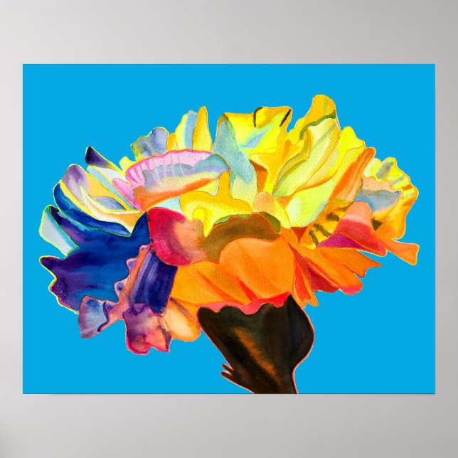 Poster Fleur d'aquarelle couleur carnation (Devant)