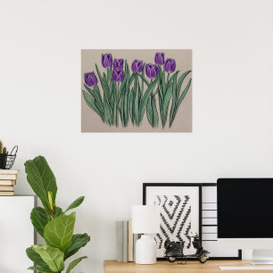 Poster Fleur d'aquarelle violette Tulips