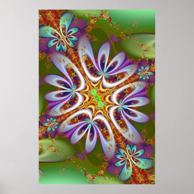 Poster Fleur d'art fractale (Devant)