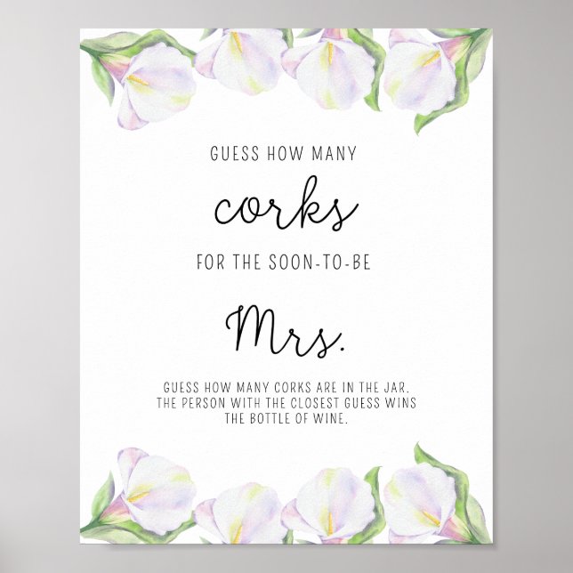 Poster Fleur de Calla - Fête des mariées Devinez combien  (Devant)