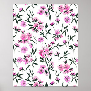 Poster Fleur de cerisier blanc sur blanc