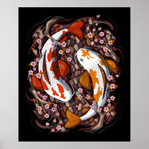 Poster Fleur de cerisier de Koi Fish