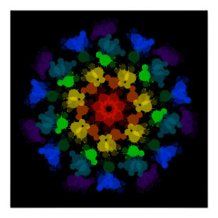 Poster Fleur de couleurs arc-en-ciel