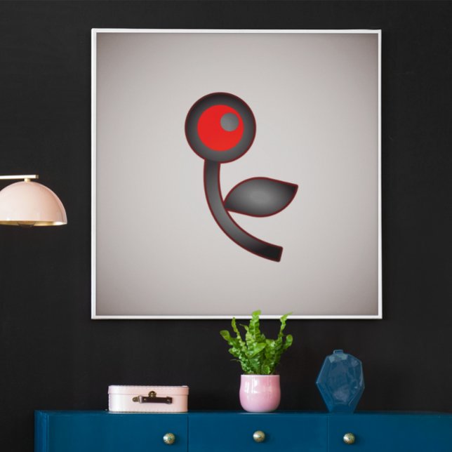 Poster Fleur de Crimson : Fleur Abstraite avec Rouge et N (Créateur téléchargé)
