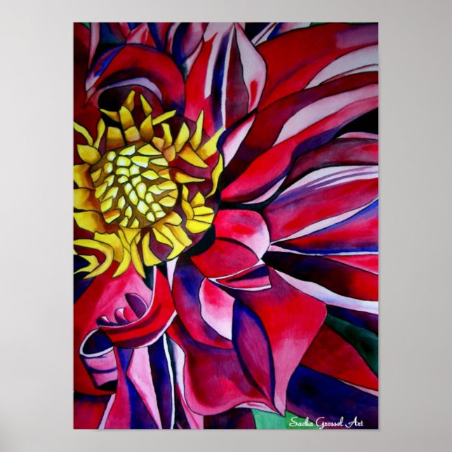 Poster Fleur de Dahlia art abstrait (Devant)