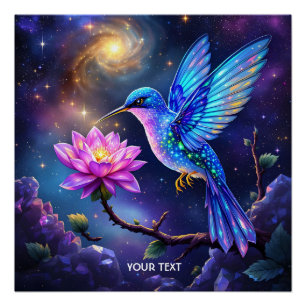 Poster Fleur de fantaisie mignonne petit oiseau