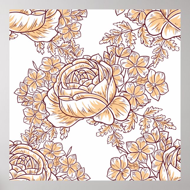 Poster Fleur de fleurs. motif Abstrait élégant (Devant)