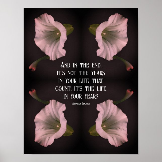 Poster Fleur de gloire du matin blanc Inspirationnel Abst (Devant)