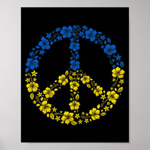 Poster Fleur de la paix Ukraine Je me tiens avec le drape