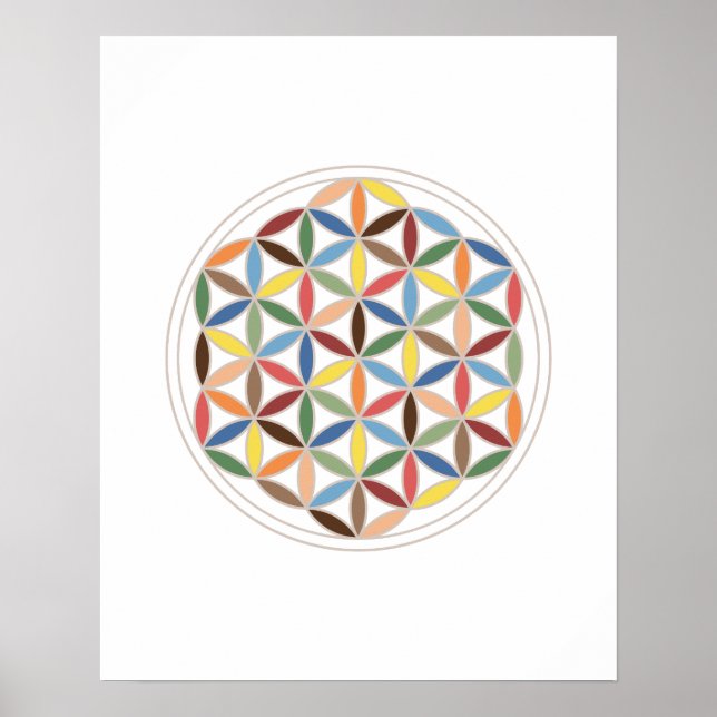 Poster Fleur de la vie Couleurs rétro (Devant)