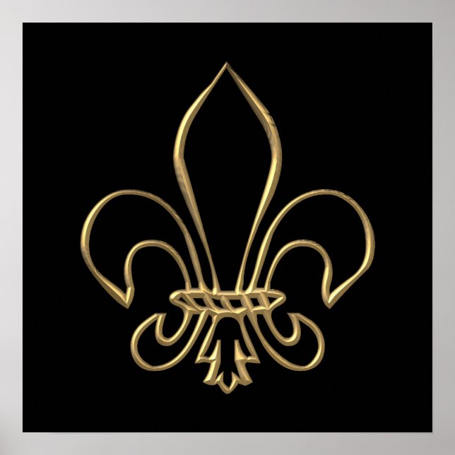 Poster Fleur de lis "3-D" d'or (Devant)
