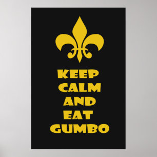 Poster Fleur de Lis Conserver Calme Manger Gumbo Black Go