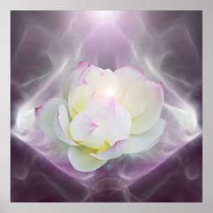 Poster Fleur de lotus blanc en cristal