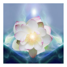 Fleur de lotus blanc en cristal bleu