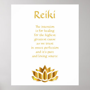 Poster Fleur de Lotus d'or Reiki