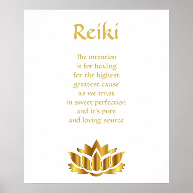 Poster Fleur de Lotus d'or Reiki (Devant)