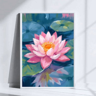 Poster Fleur de Lotus Nénuphar Aquarelle