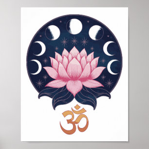 Poster Fleur de Lotus Phases Lunaires Zen Amoureux de Yog