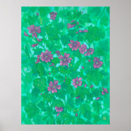Poster Fleur de Malve, Peinture Florale Été