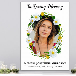 Poster Fleur de marguerite de mémoire aimante Mémorial de