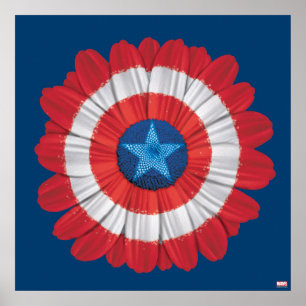 Poster Fleur de Marguerite de Style de Bouclier de Captai