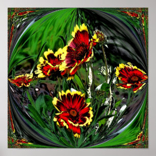 Poster Fleur de marguerites colorées Abstraites