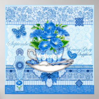 Poster Fleur de naissance et pierre précieuse de septembr