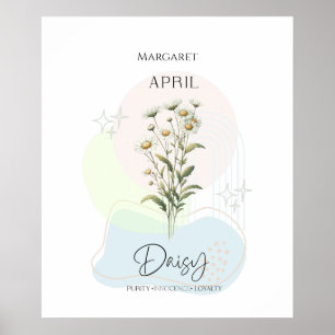 Poster Fleur de naissance Marguerite pour Avril