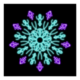Poster Fleur de néon pourpre et turquose