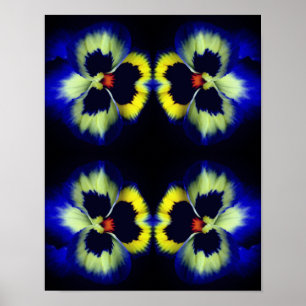 Poster Fleur de Pansy Bleu Abstrait