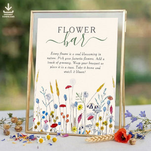Poster Fleur de Prairie Fleurie Remerciement Faveur Bar
