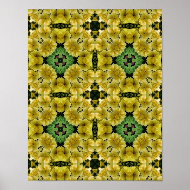 Poster Fleur de Primrose jaune Art Abstrait (Devant)