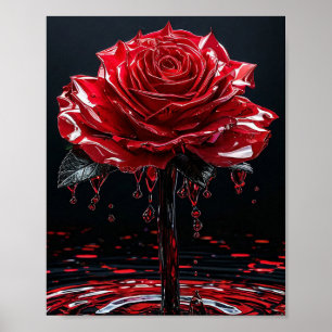 Poster Fleur de rose rouge