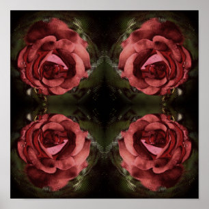 Poster Fleur de rose rouge en fleurs Abstrait vintage