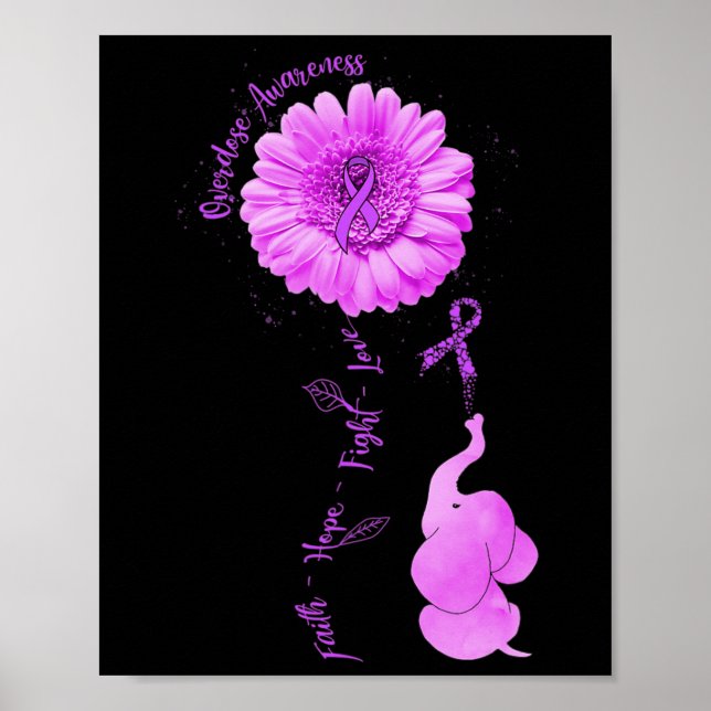Poster Fleur de soleil éléphant foi espoir combat l'amour (Devant)