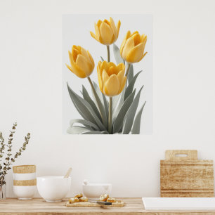 Poster Fleur de Tulipe Jaune