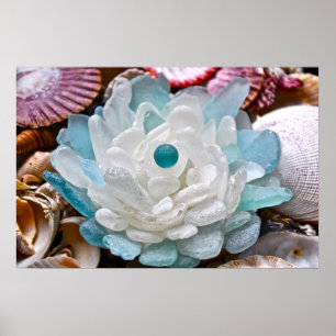 Poster Fleur de verre de mer blanc