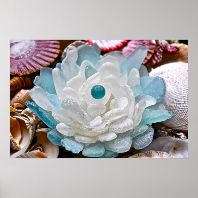 Poster Fleur de verre de mer blanc (Devant)